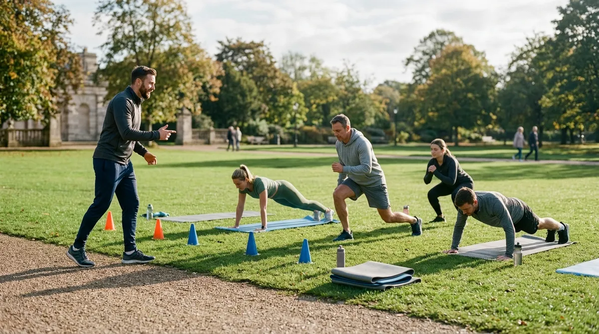 Éducateur sportif encadrant une séance en extérieur